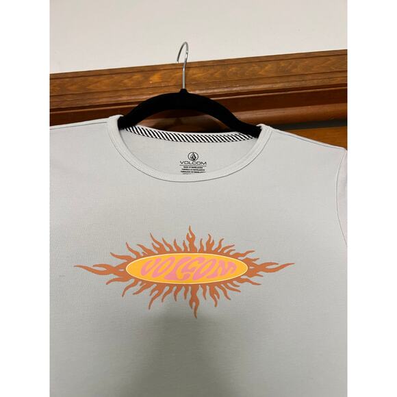 VOLCOM Women's Have a Clue Skimmer Baby Rib T-Shirt Chlorine Blue Size XS - Picture 3 of 8